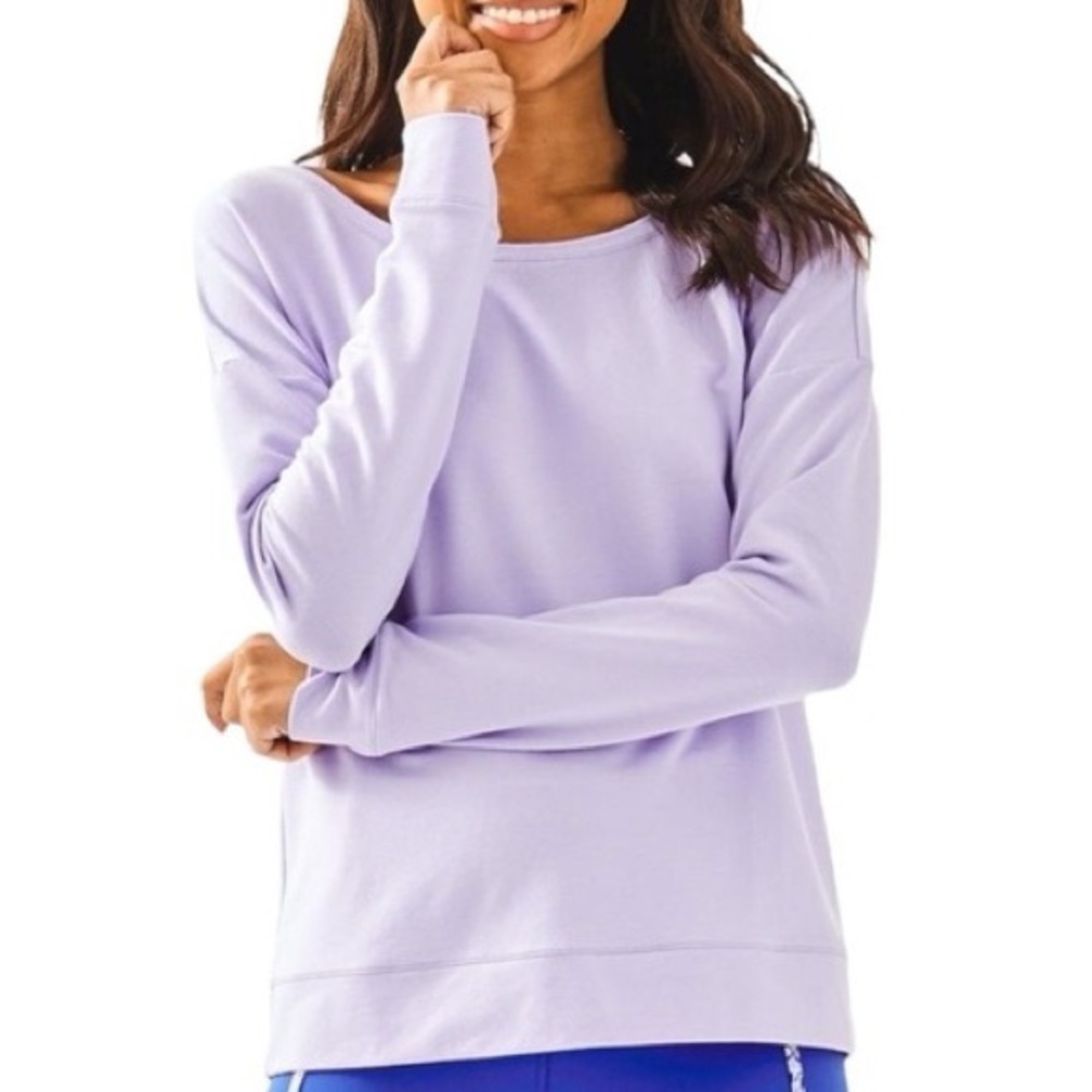 LILLY PULITZER Dillon Pullover Sweatshirt in Lilac Verbana XXS Style# 004508 - Picture 4 of 12